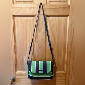 Vera Bradley Flap Crossbody bag in the "Lucky Stripe" pattern retired